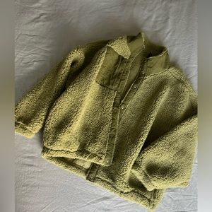 Lime green Sherpa jacket from Pacsun.